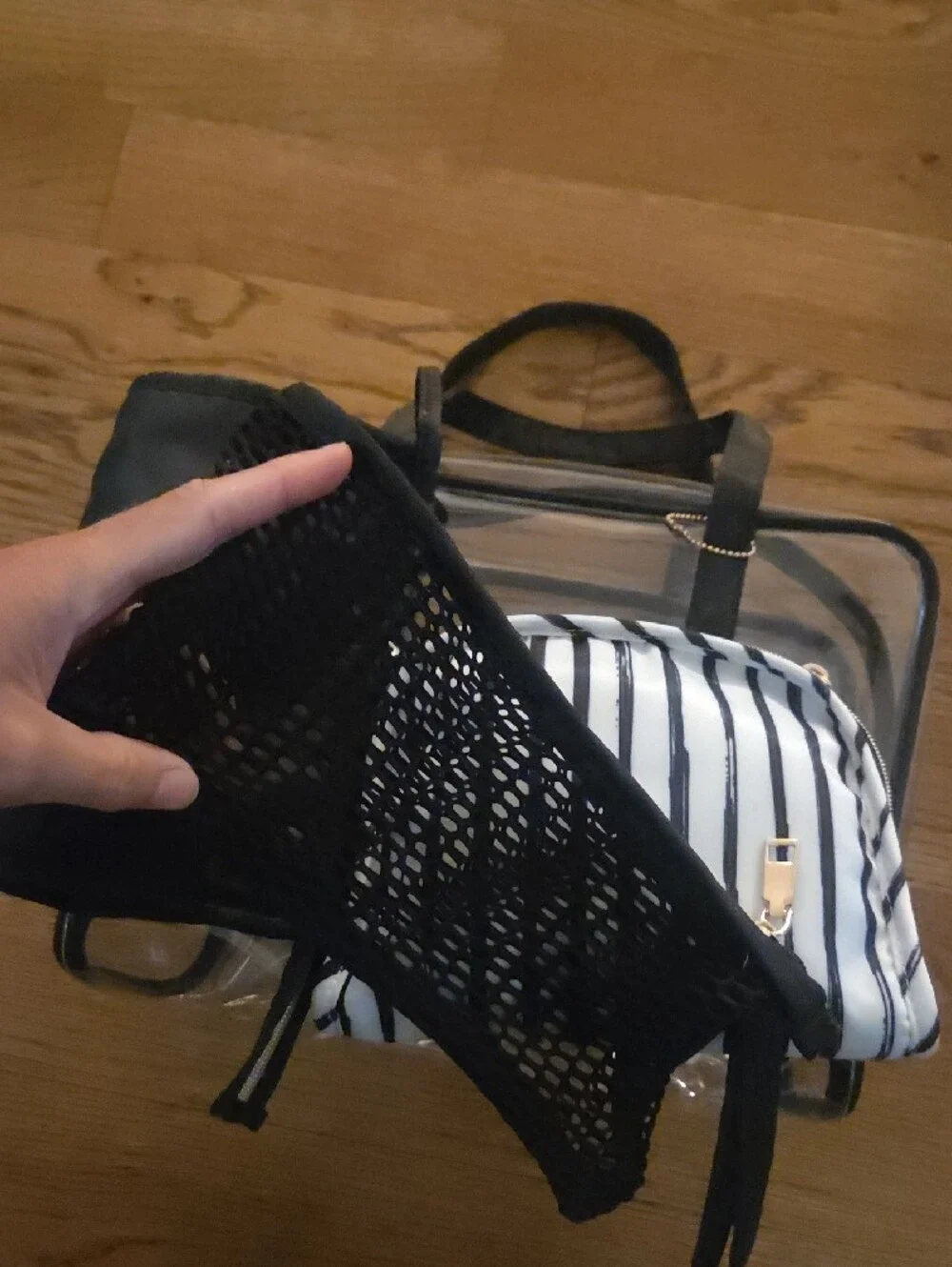 Target Clear Travel Pouch Set with Black Trim and Black-Striped Pouch